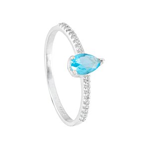 ANEL SOLITÁRIO GOTA TURQUESA