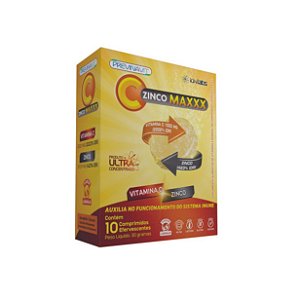 Vitamina C 500mg Efervescente com Zinco 5mg 10 comp | Imunidade e Antioxidante | Previnavit MAXXX IdnLabs
