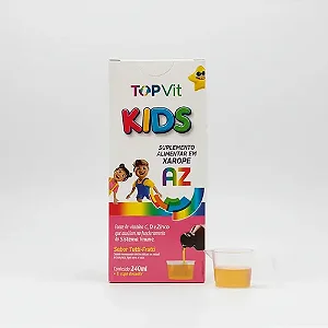 Vitamina Infantil de A a Z - Xarope Tutti-Frutti Sem Açúcar - Imunidade para Crianças - TopVit Kids 240ml | Domina Farma