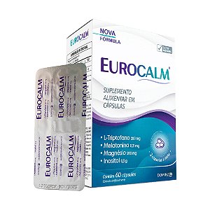 Melatonina 0,21mg com L-Triptofano 200mg, Magnésio 200mg e Inositol 0,3g 60 Cápsulas | Eurocalm Domina