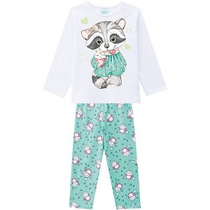 Pijama Inverno Infantil Guaxinim Anti Mosquito Kyly 2075266 Branco