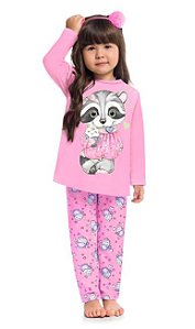 Pijama Inverno Infantil Guaxinim Anti Mosquito Kyly 20752666 Rosa