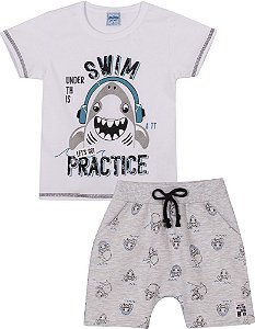 Conjunto Infantil Camiseta + Short Moletinho Tubarão Serelepe 6770