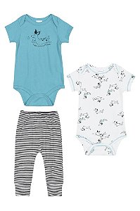 Kit 02 Bodies e Calça Cachorrinho Up Baby 43497 Azul