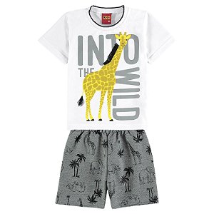 Conjunto Infantil Camiseta + Short Moletinho Girafa Kyly 111198