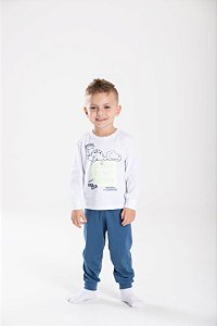 Pijama Longo Infantil Meia Malha Dinossauro (Brilha no Escuro) - Serelepe 6443