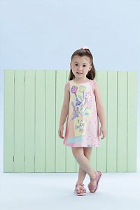 Vestido Verão Infantil Flores c/ Strass - Mon Sucre 21252