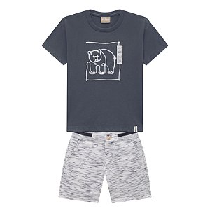 Conj Infantil Camiseta + Short Moletinho Urso - Milon 13903