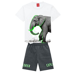 Conj Infantil Camiseta + Short Moletinho Elefante - Kyly 111585