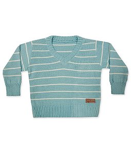 Cardigan Tricô Infantil Listrado Pingo Lelê 66027 AZUL CLARO