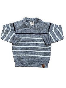 Cardigan Tricô Infantil Listrado Cinza Pingo Lelê 66207