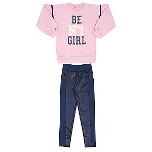 Conjunto Infantil Legging e Moletom Rosa - Serelepe 5362