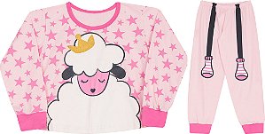 Pijama Infantil Manga Longa Rosa Serelepe 4979