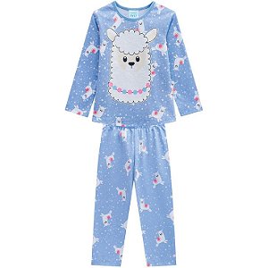 Pijama Longo Infantil Lhama Azul Kyly 207239