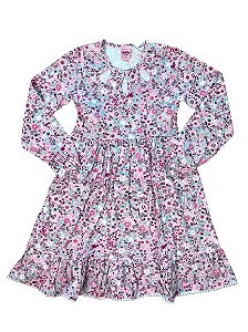 Vestido Manga Longa Infantil Florido Serelepe 4954 Rosa