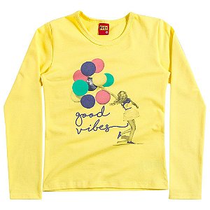 Blusa Manga Longa Infantil Kyly Cor Amarelo 206365