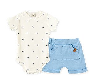 Conjunto Infantil Body Manga Curta e Shorts Moto 66562