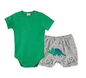 Conjunto Infantil Short + Body Manga Curta Dino 66579