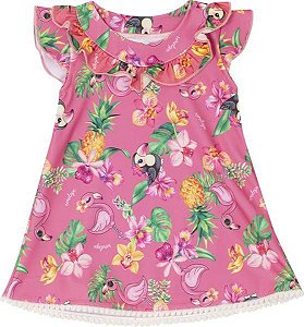 Vestido Flamingo para Bebê Rosa Serelepe  5521