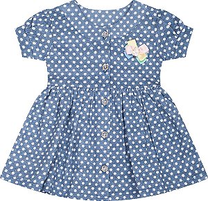 Vestido Poá para Bebe Serelepe - Azul 5020