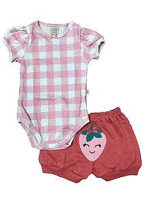 Conjunto Bebê Body Curto + Short Morango Pingo Lelê 66312