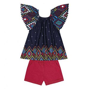 Conjunto Infatil Bata Geométrica + Short Nanai Azul 600234