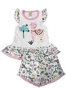 Pijama Infantil Short + Camiseta Lhama Pingo Lelê 76069