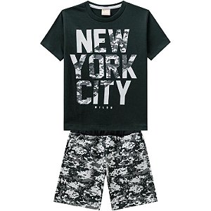 Conjunto Infantil Camiseta + Bermuda Moletinho Milon 11816