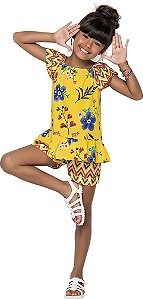 Conjunto Infantil Blusa + Short Viscose Amarelo Nanai 600051