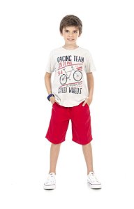 Conjunto Infantil Camiseta + Bermuda Sarja Pega Mania 76187