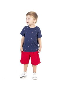 Conjunto Infantil Short em Sarja + Camiseta Pega Mania 76180