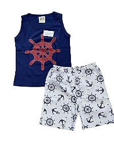 Pijama Infantil Regata + Bermuda Pingo Lelê 85055