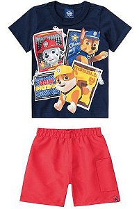 Conjunto Infantil Camiseta Patrula Canina + Bermuda Tactel Malwee 28700