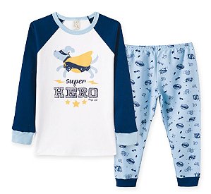 Pijama em Suedine Longo Infantil Heróis Pingo Lelê 86200