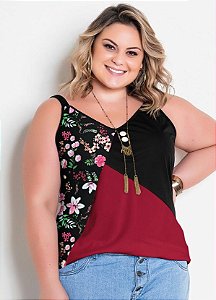 Blusa Feminina Plus Size Alcinhas Recortes Várias Cores