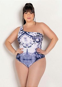 Maiô Plus Size Sem Bojo com Decote de um Ombro Só