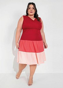 Vestido Feminino Plus Size Alcinha com Decote Brisa Canelado