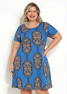 Vestido Feminino Plus Size Soltinho Manga Curta Várias Cores