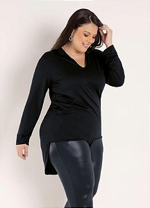 Blusa básica de manga longa Plus Size