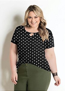 Blusa Rosa Decote em V com Renda Plus Size - daluzplussize