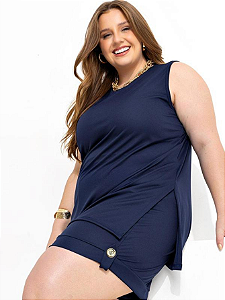 Conjunto Short e Blusa Feminina Alongada Soltinha Plus Size