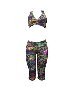 Conjunto Fitness Plus Size Top + Calça Corsário