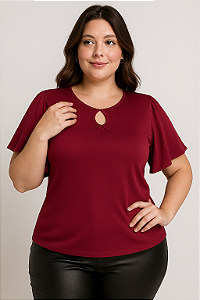 Blusa Feminina Soltinha Manga Curta Ampla em Helanca Plus Size