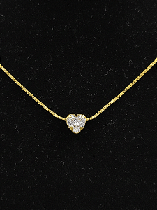 Colar Folheado a Ouro 18 Pingente Mini Coração em Zircônia