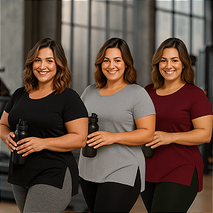 Kit 3 Camisetas Blusas Fitness Visccolycra Plus Size