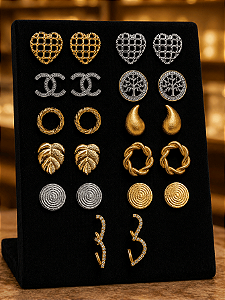 Kit 3 Pares de Brincos Folheados a Ouro ou Prata de Qualidade Sortidos