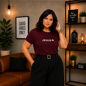 Blusa T-shirt Feminina em Viscolycra Estampa Cristã Plus Size