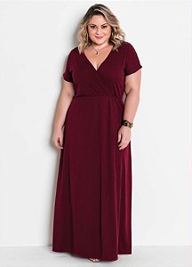 Vestido Longo Plus Size Aciturado  Preto ou Bordô