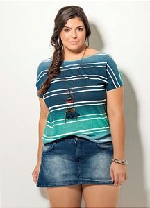 Blusa Feminina PLus Size Listras e Degradê