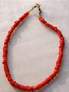 Colar De Pedra Natural Coral Vermelho